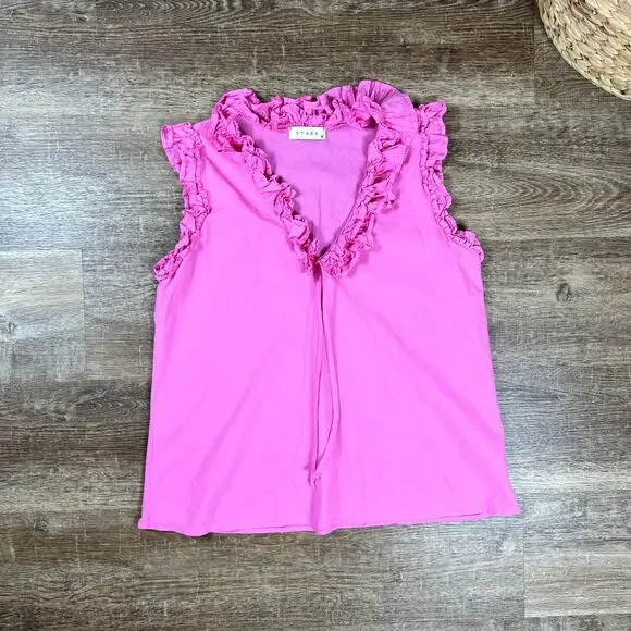 Stark X Women's Duke Top Pink Ruffle Top - Picture 1 of 6